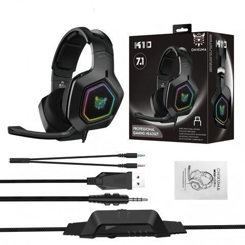 ONIKUMA K10 Wireless Noise-Cancelling Gaming Headset With RGB Mic - Black
