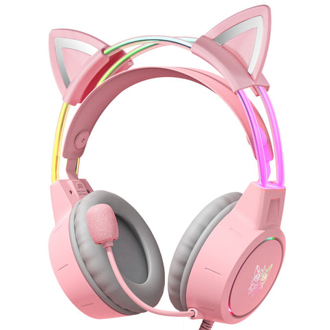 ONIKUMA X15 PRO Cat Ear Gaming Headset RGB Wireless Noise Cancelling - Pink