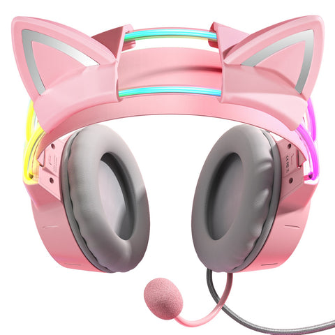 ONIKUMA X15 PRO Cat Ear Gaming Headset RGB Wireless Noise Cancelling - Pink