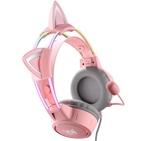 ONIKUMA X15 PRO Cat Ear Gaming Headset RGB Wireless Noise Cancelling - Pink