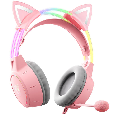 ONIKUMA X15 PRO Cat Ear Gaming Headset RGB Wireless Noise Cancelling - Pink