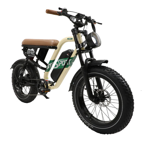 ONESPORT W66 Electric Bike - 500W Motor  Battery 48V 13.5Ah 20” Wheels Disc Brakes - Beige Yellow