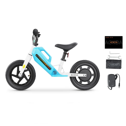 AOKDA AO-K8 Kids Electric Balance Bike - Motor 180W Battery 21.6V5.2AH 12" Tires - Blue