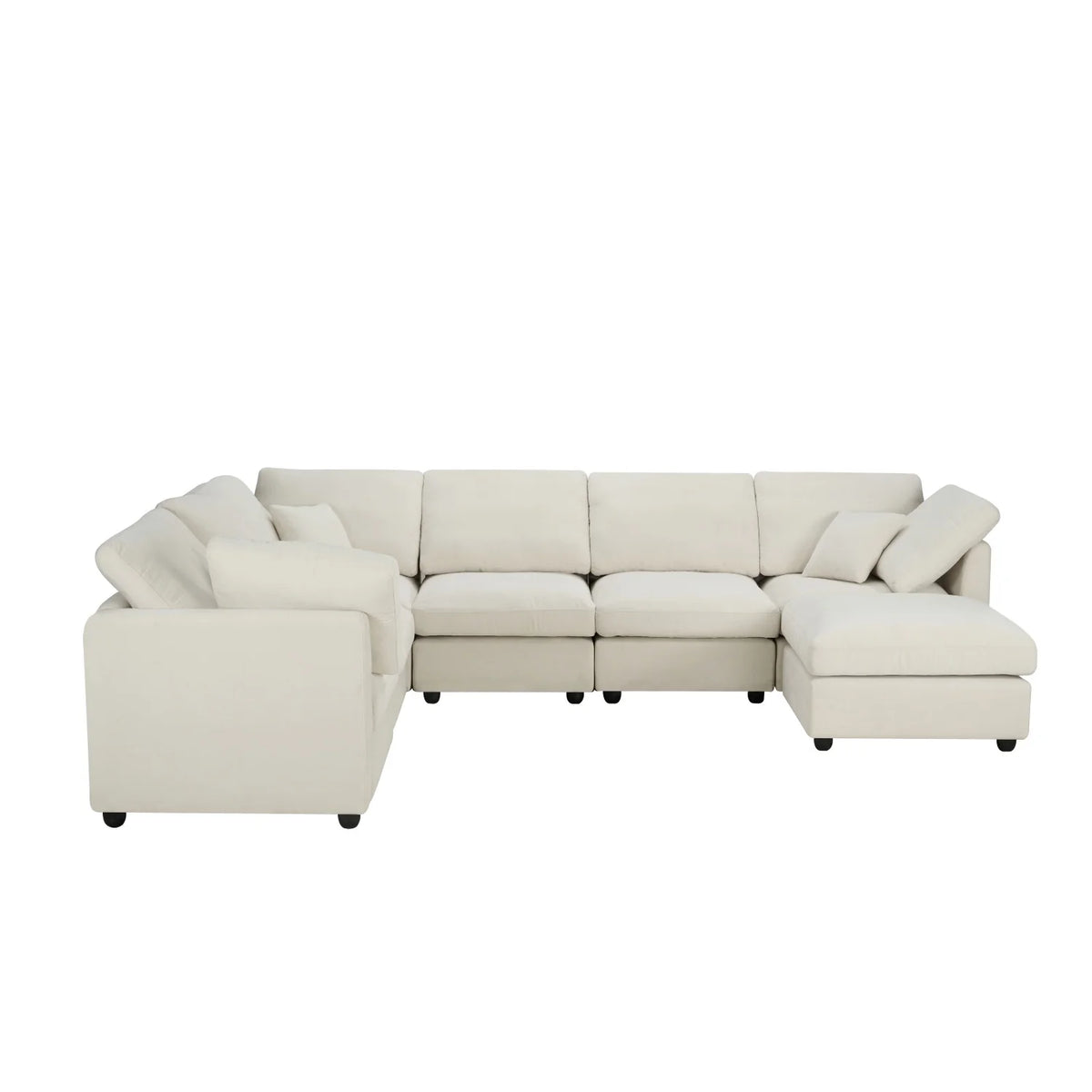 YHL Voyura 2213-BEIGE Modern Comfortable Versatile Chenille Recliner Sofa - Cushioned Back - Foam Fill - Beige