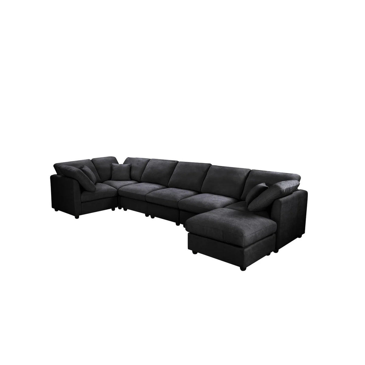 YHL Voyura 2213-BLACK Modern Comfortable Versatile Chenille Recliner Sofa - 6 Seating Capacity - Square Arms - Black