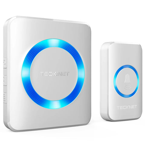 TECKNET HWD01878 Wireless Doorbell – 60 Chimes 5 Volumes 400m Signal Range - White
