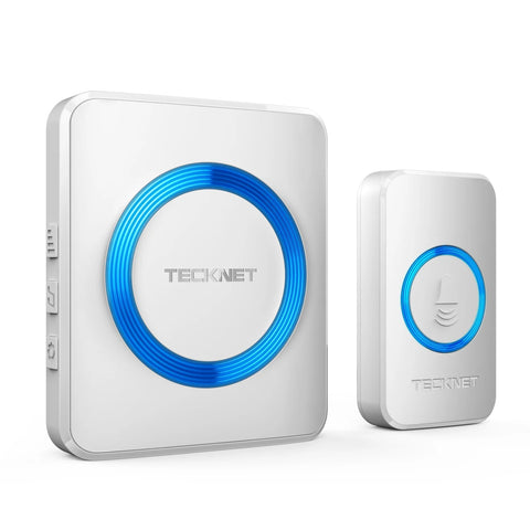 TECKNET HWD01878 Wireless Doorbell – 60 Chimes 5 Volumes 400m Signal Range - White