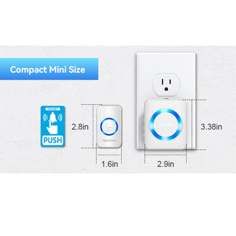 TECKNET HWD01878 Wireless Doorbell – 60 Chimes 5 Volumes 400m Signal Range - White