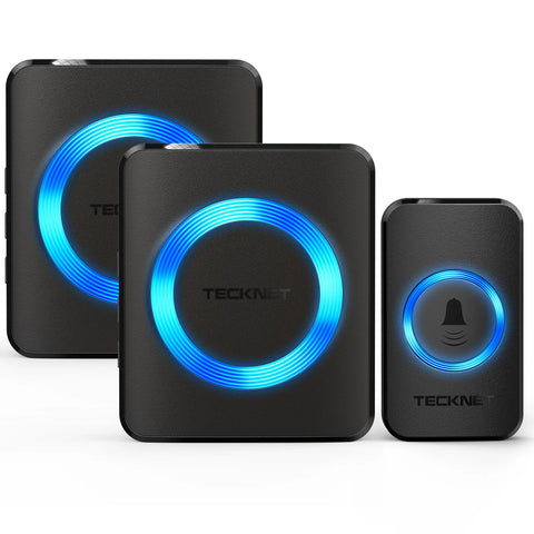 TECKNET HWD01888 Wireless Doorbell – 60 Chimes 5 Volume Levels LED 400m - Black