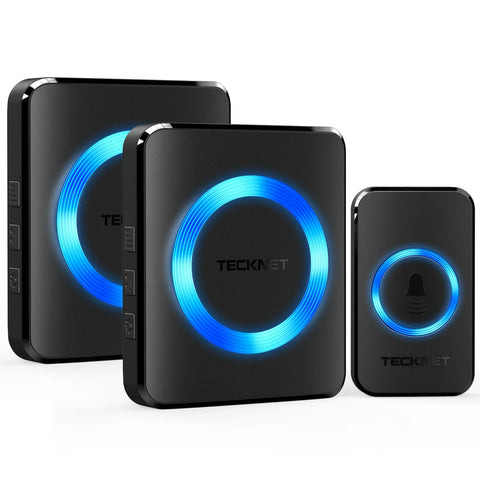 TECKNET HWD01888 Wireless Doorbell – 60 Chimes 5 Volume Levels LED 400m - Black