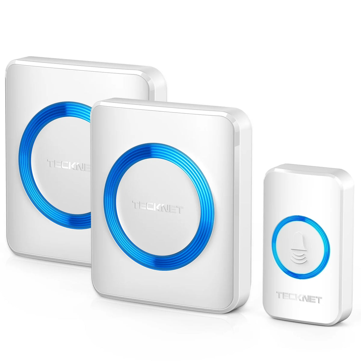 TECKNET HWD01888 Wireless Doorbell - 60 Chimes 5 Volume Levels - 400m Range - White
