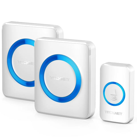 TECKNET HWD01888 Wireless Doorbell - 60 Chimes 5 Volume Levels - 400m Range - White
