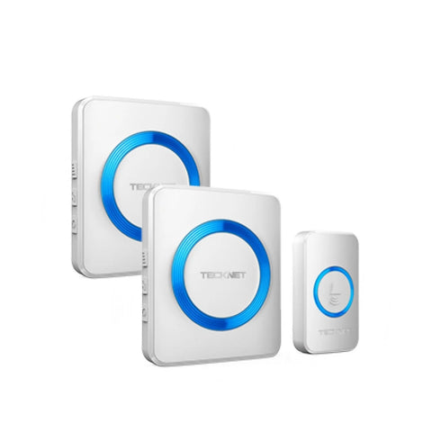 TECKNET HWD01888 Wireless Doorbell - 60 Chimes 5 Volume Levels - 400m Range - White