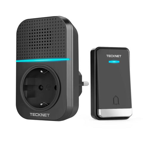 TECKNET TK-WD002 Wireless Doorbell with 60 Chimes 5 Volume Levels LED Black