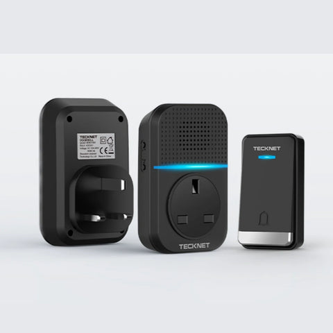 TECKNET TK-WD002 Wireless Doorbell with 60 Chimes 5 Volume Levels LED Black