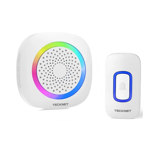TECKNET TK-WD995 Wireless Doorbell with 5 Volume Levels & 400m Range - 1 transmitter & 1 receivers - White