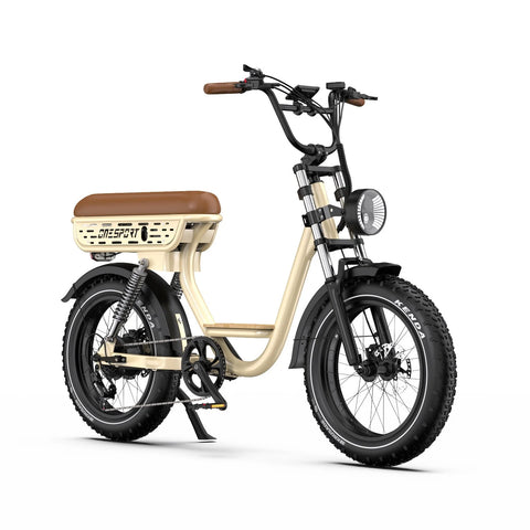 ONESPORT W77 Electric Bike - 250W  Motor Battery 48V18AH 20” Wheels  Oil Brake - Beige