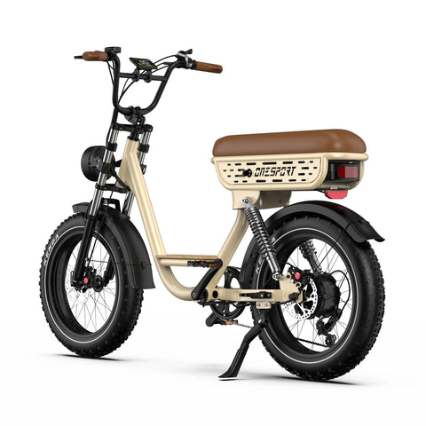 ONESPORT W77 Electric Bike - 250W  Motor Battery 48V18AH 20” Wheels  Oil Brake - Beige