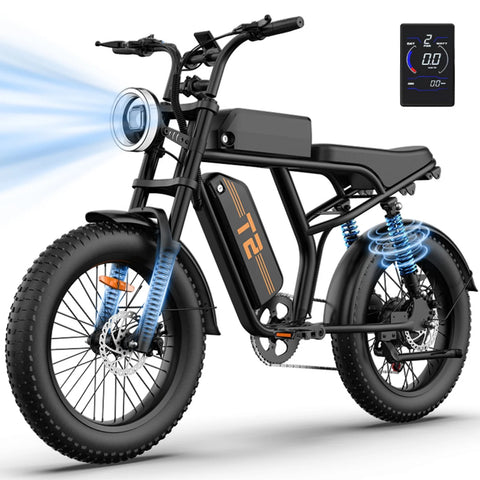 URLIFE T2 Electric Bike - Motor 250W Battery 48V 15.6Ah Pedal Assist Disc brakes - Black
