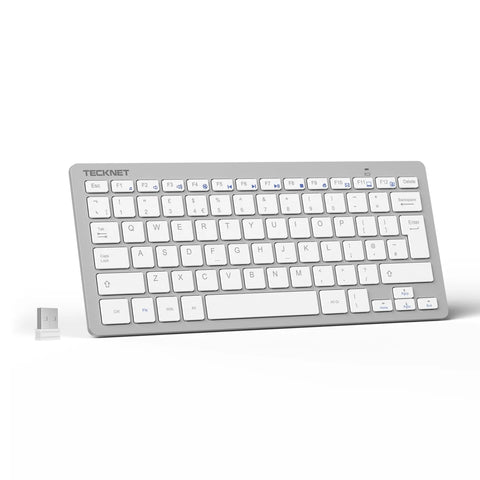 TECKNET X315 Wireless Ergonomic Keyboard - 78 Keys - Silent - Ultra-Thin - Long Battery - Silver