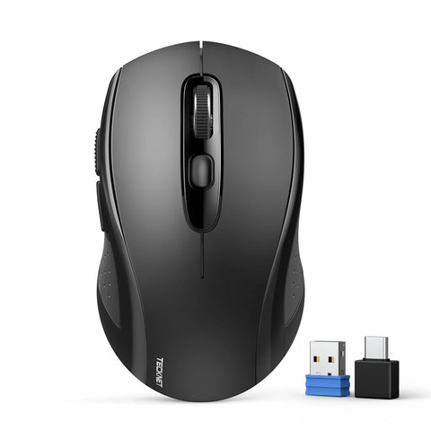 TECKNET EWM01832 Wireless Ergonomic Mouse - 6 DPI Bluetooth/USB - Black