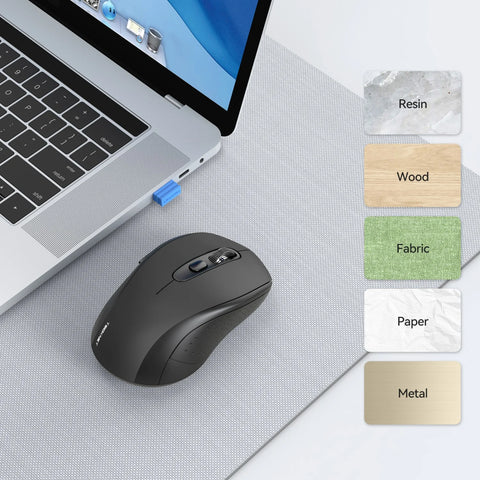 TECKNET EWM01832 Wireless Ergonomic Mouse - 6 DPI Bluetooth/USB - Black