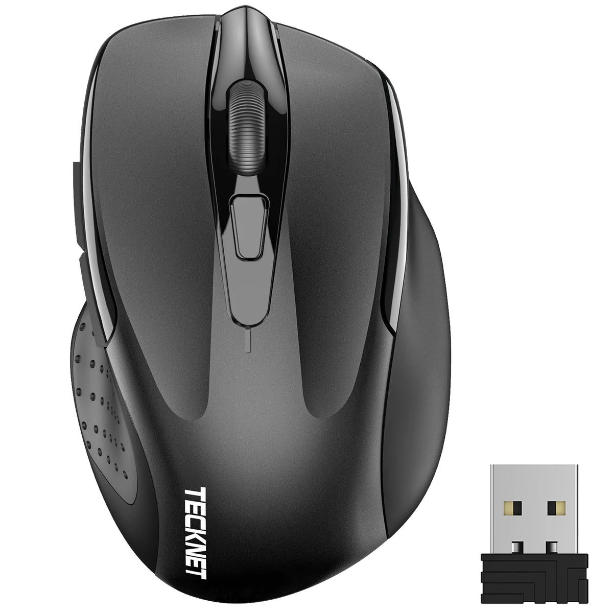 TECKNET M003 Wireless Ergonomic Silent Mouse - 6 DPI -Rechargeable - Black