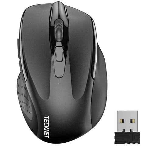 TECKNET M003 Wireless Ergonomic Silent Mouse - 6 DPI -Rechargeable - Black