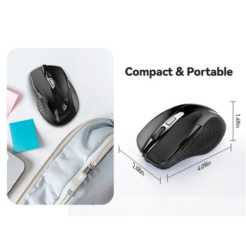 TECKNET M003 Wireless Ergonomic Silent Mouse - 6 DPI -Rechargeable - Black