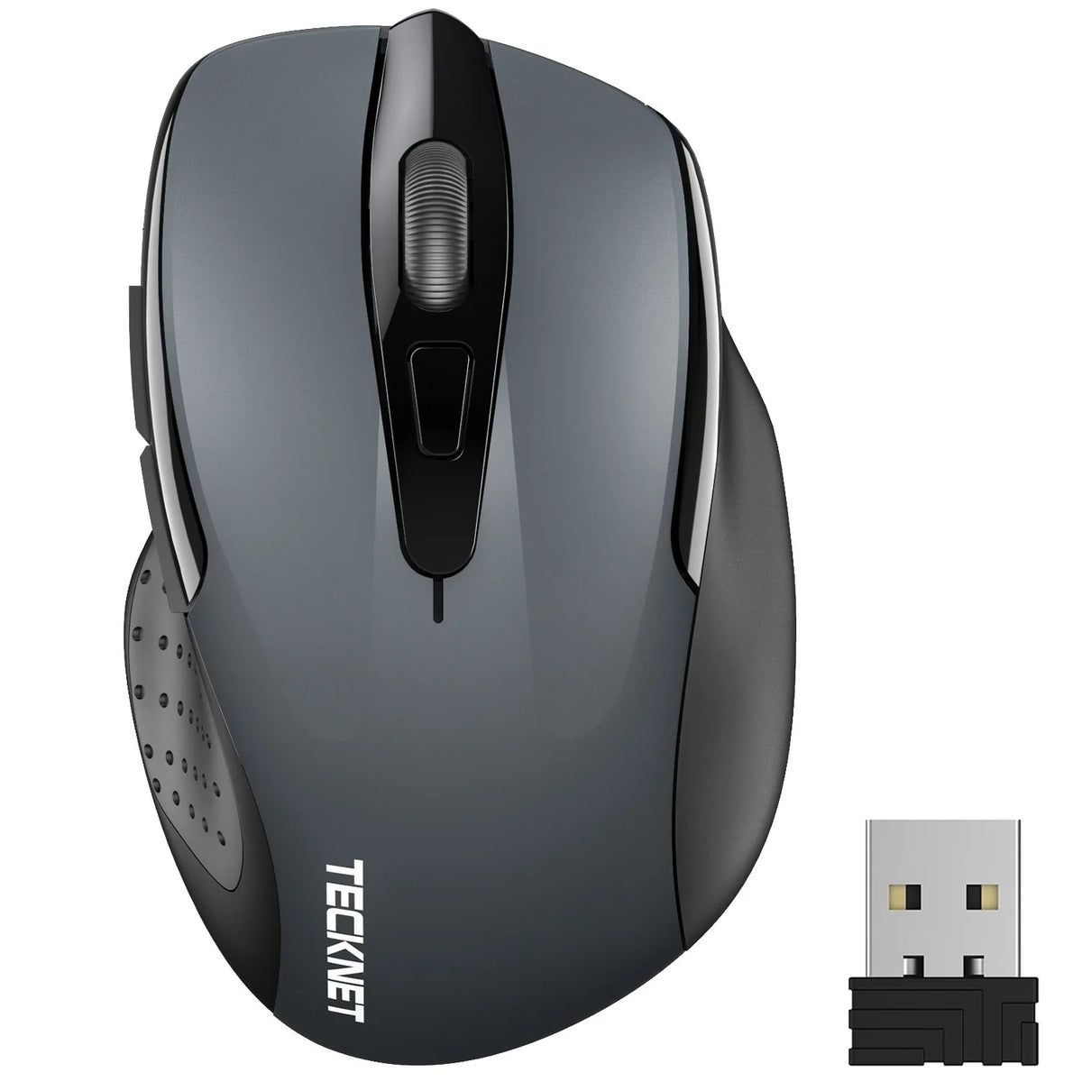 TECKNET M003 Ergonomic Wireless Mouse - 5 DPI USB Stable Connection Multi-device compatible - Gray