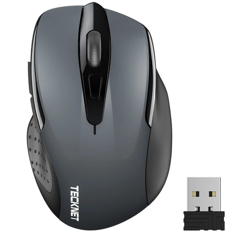 TECKNET M003 Ergonomic Wireless Mouse - 5 DPI USB Stable Connection Multi-device compatible - Gray