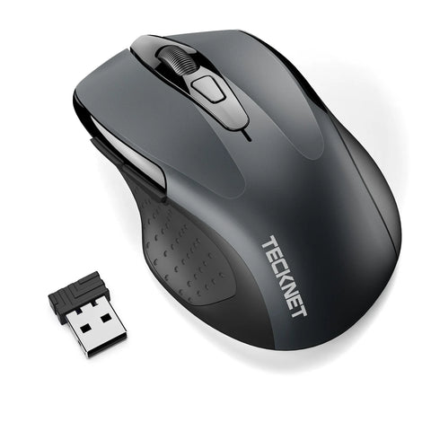 TECKNET M003 Ergonomic Wireless Mouse - 5 DPI USB Stable Connection Multi-device compatible - Gray