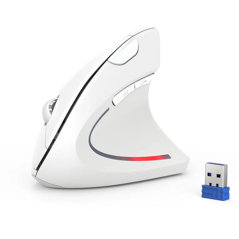 TECKNET TK-MS007 Wireless Ergonomic Silent Mouse - 6 DPI Levels -USB Plug - White