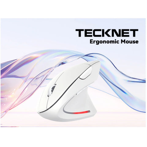TECKNET TK-MS007 Wireless Ergonomic Silent Mouse - 6 DPI Levels -USB Plug - White