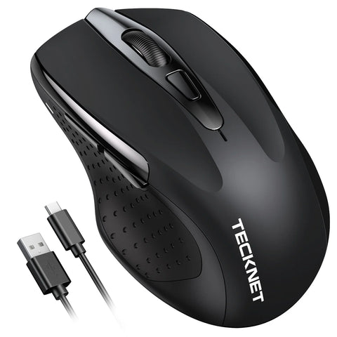 TECKNET TK-MS009 Wireless Ergonomic Mouse 6 DPI Silent Click - Rechargeable - Black