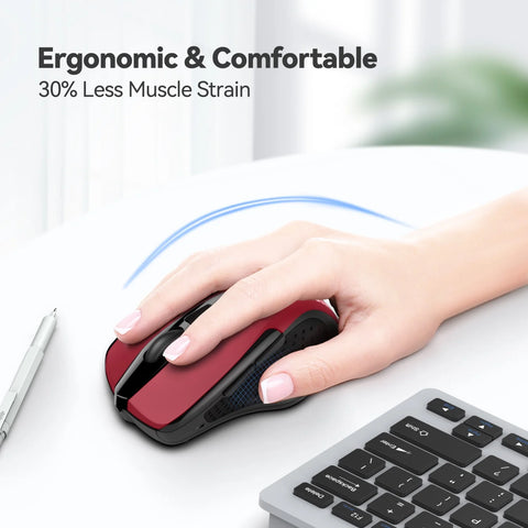 TECKNET TK-MS009 Wireless Ergonomic Silent Mouse - 6 DPI Adjustable - Rechargeable - Red