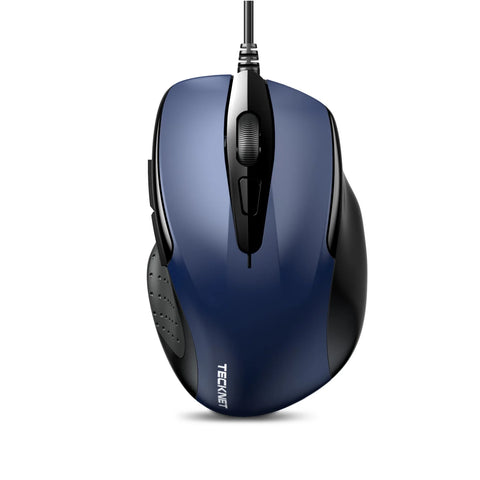 TECKNET UM013 Ergonomic Wired Mouse - 4 DPI Durable 6M Clicks Plug & Play - Blue