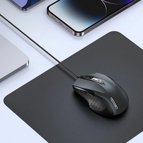TECKNET UM013 Ergonomic Wired Mouse - 4 DPI Durable 6M Clicks Plug & Play - Gray