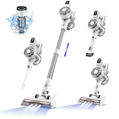 Teendow V08 Pro Cordless Vacuum Cleaner - 250W Power, 25,000Pa Suction, 35-Minute Runtime, 2.85kg Weight - White