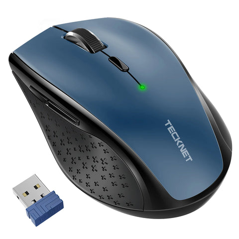 TECKNET EWM01002 Wireless Ergonomic Silent Mouse - 6 DPI - Multi-Device - Blue