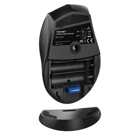 TECKNET EWM01002 Wireless Ergonomic Silent Mouse - 6 DPI - Multi-Device - Blue