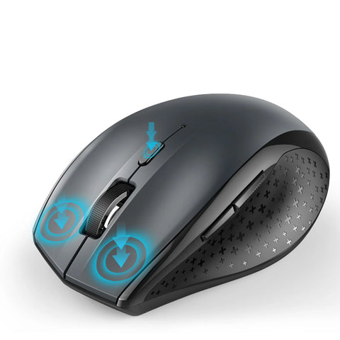 TECKNET EWM01002 Wireless Ergonomic Mouse - Silent Click - 6 DPI -USB Plug - Gray