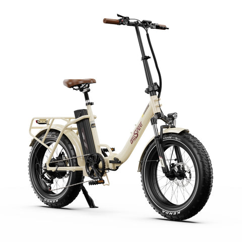 Electric Bike ONESPORT OT16 MAX - Motor 500W Battery 48V18AH 20 Inch Disc Brakes - Beige