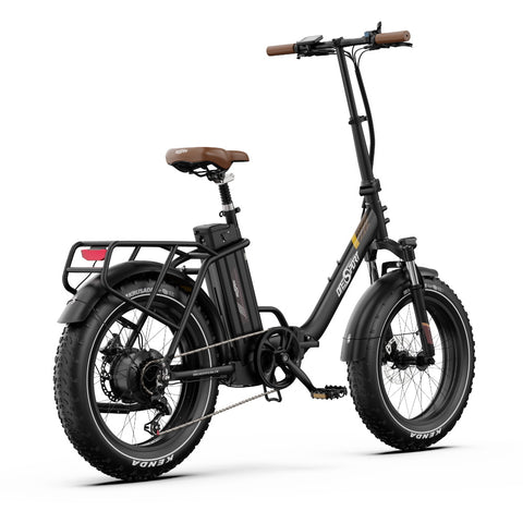 Electric Bike ONESPORT OT16 MAX - Motor 500W Battery 48V18AH 20 Inch Disc Brakes - Black brown