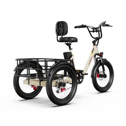 Electric Tricycle ONESPORT OT30 PRO - Motor 500W Battery 48V18AH 20 Inch Disc Brakes - Beige