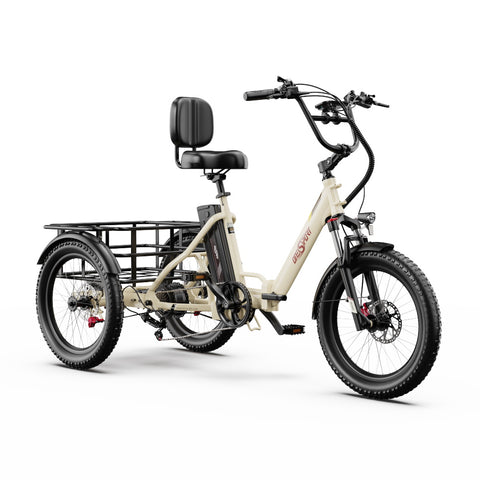 Electric Tricycle ONESPORT OT30 PRO - Motor 500W Battery 48V18AH 20 Inch Disc Brakes - Beige