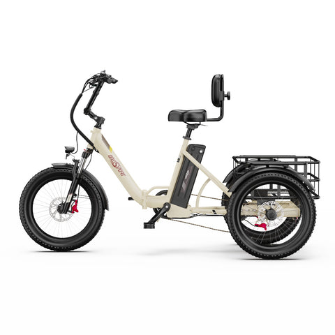 Electric Tricycle ONESPORT OT30 PRO - Motor 500W Battery 48V18AH 20 Inch Disc Brakes - Beige