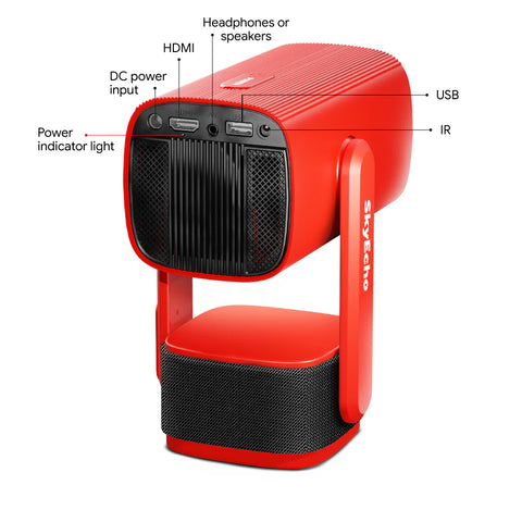 SkyEcho FreeONE Projector - 350 ANSI Support 1080P Android OS lightweight 0.8kg Portable Home Theater - Red