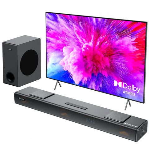 Hiwill A312 Soundbar for TV - 5.25" Subwoofer 3.1.2CH Dolby Atmos 400W output for home Theater TVs - Black