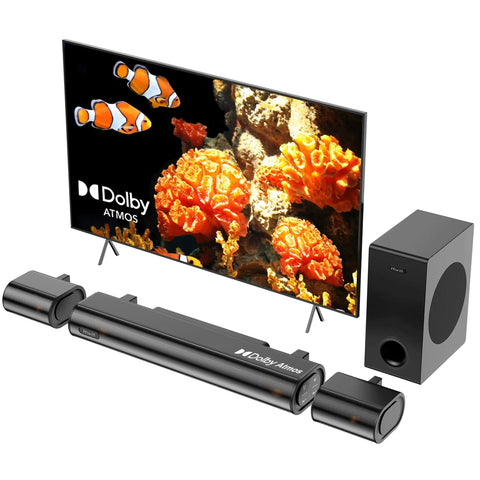 Hiwill A41 4.1ch Soundbar for TV - 300W Power & 5.25" Wired Subwoofer 2 Rear Speakers - Black